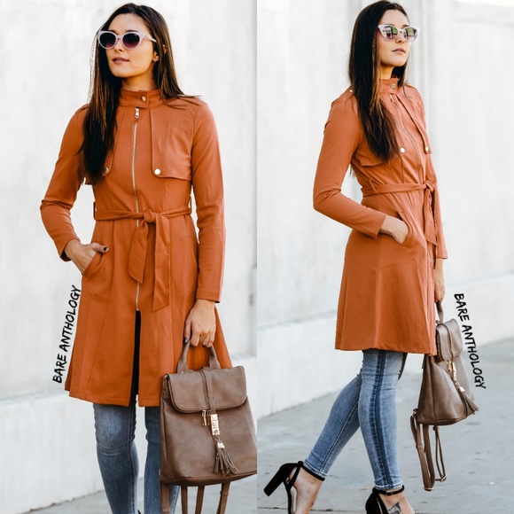 Rust Military Trench Coat - Picture 2 of 2